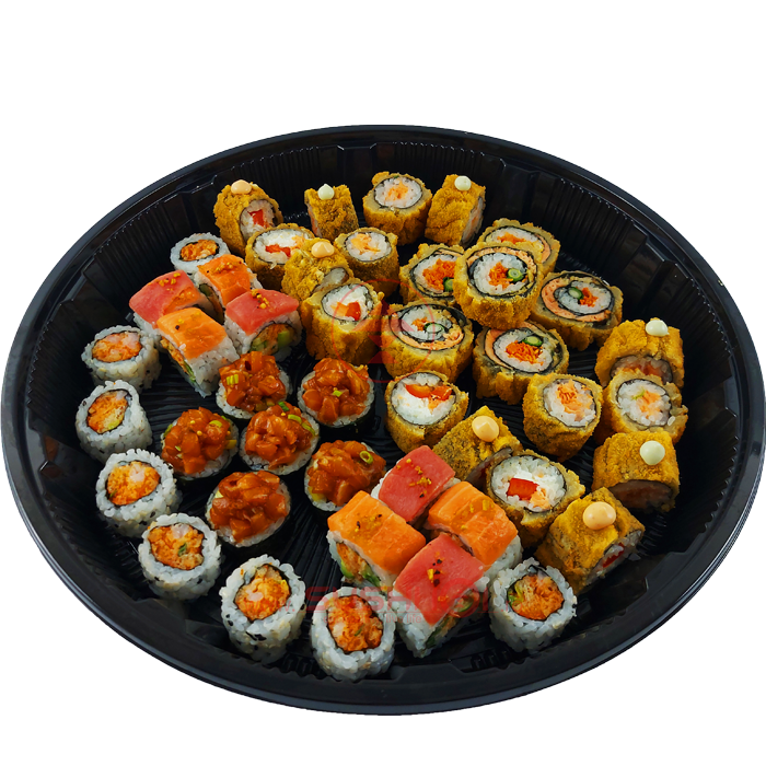 Platou Sushi Half - Half Mix pt. 3 - 4, fresh & deep fried